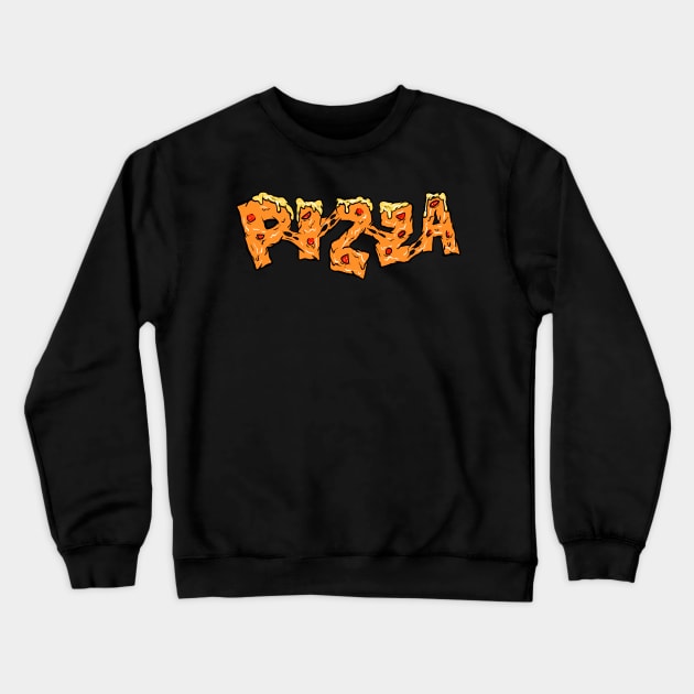 Pizza Typography Effect Crewneck Sweatshirt by yogisnanda